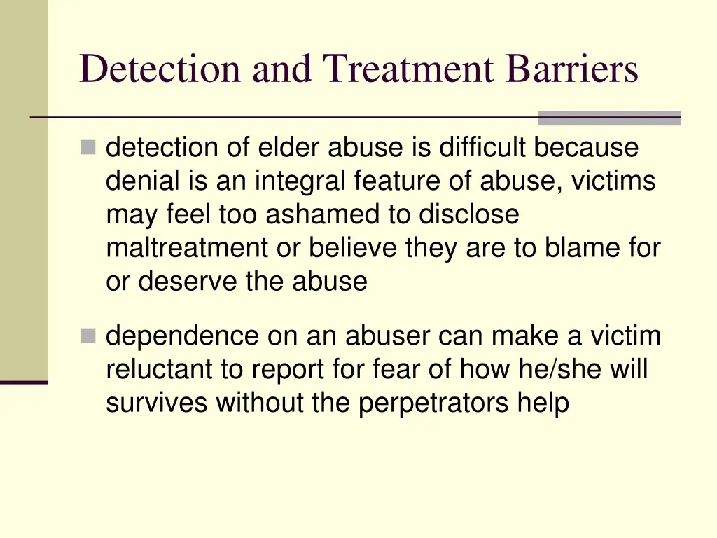 detection and treatment barriers