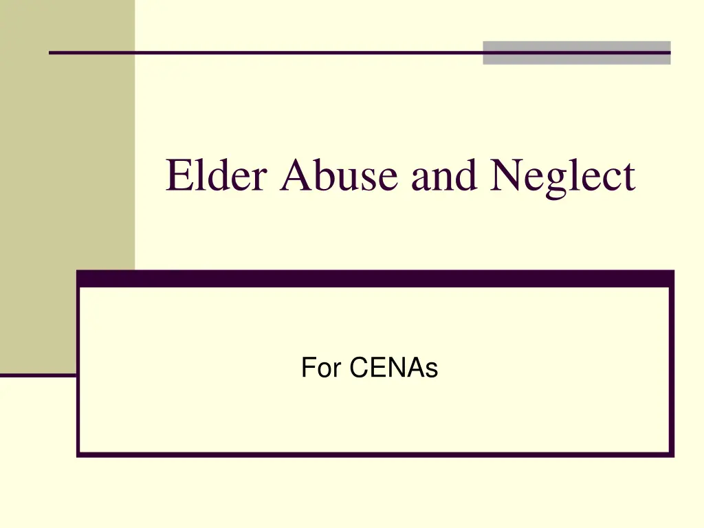 elder abuse and neglect
