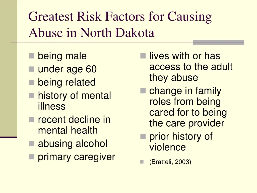 greatest risk factors for causing abuse in north