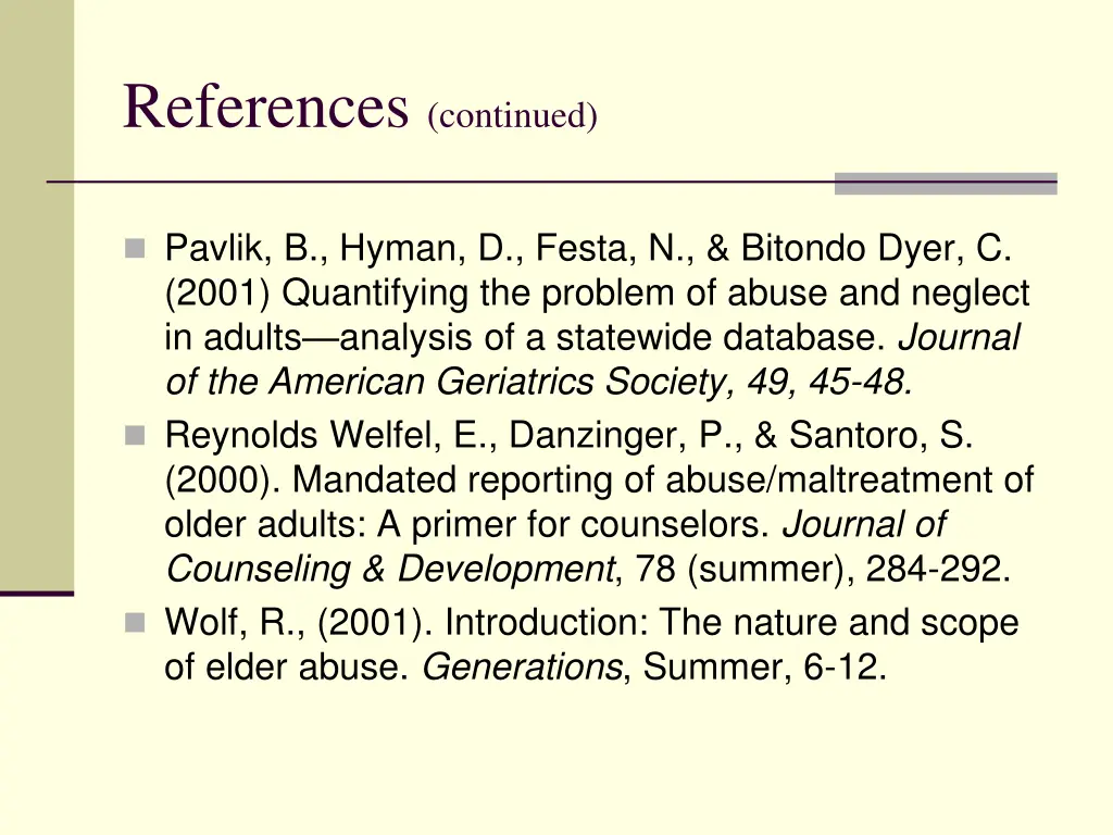 references continued 1