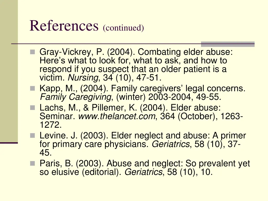 references continued