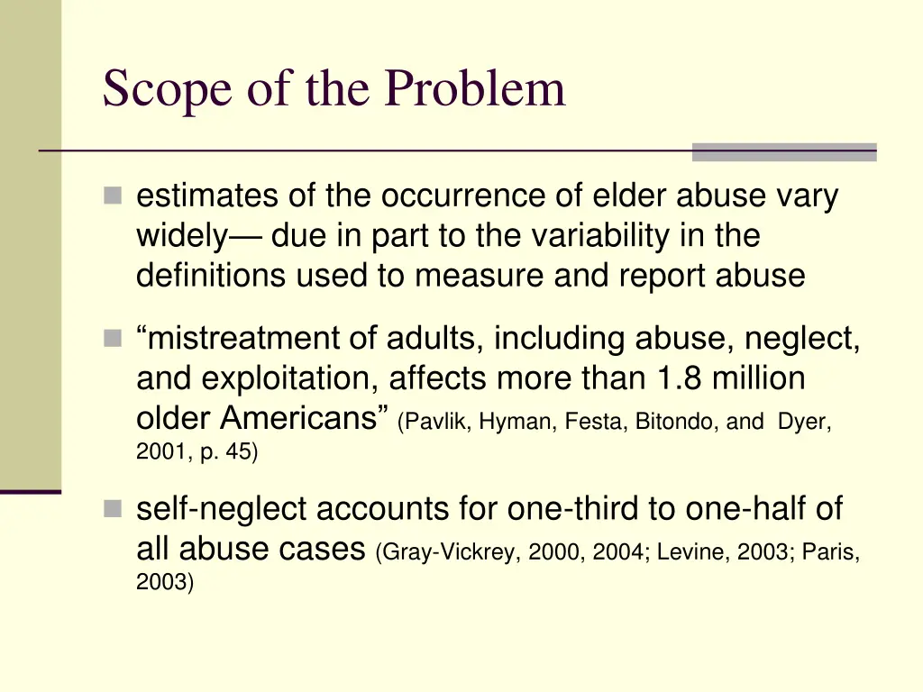 scope of the problem