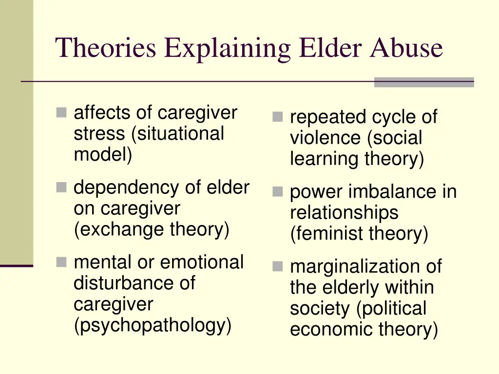 theories explaining elder abuse