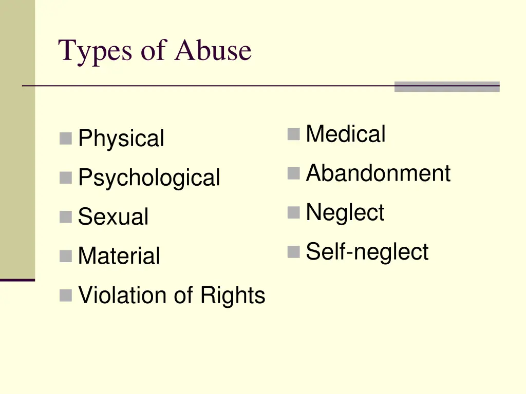 types of abuse