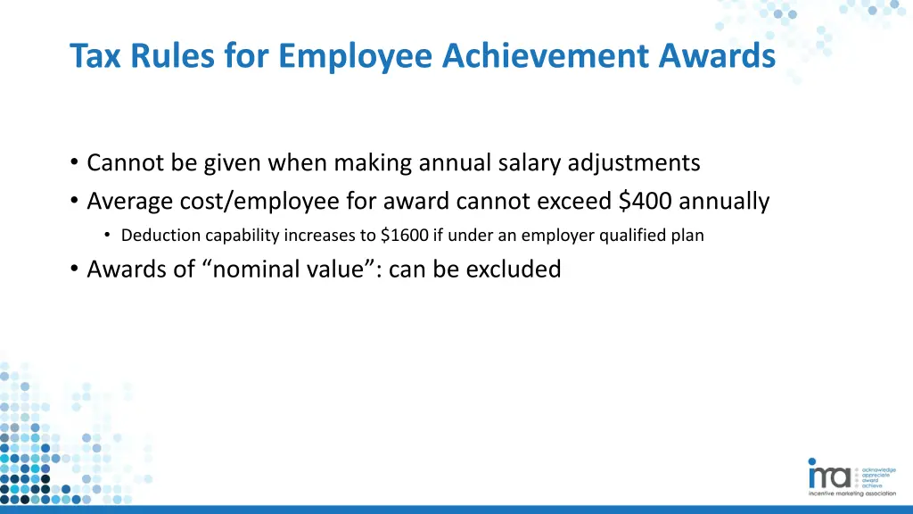 tax rules for employee achievement awards