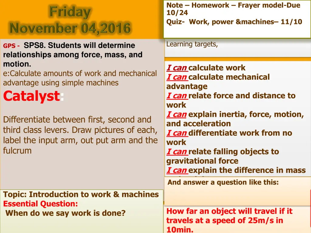 note homework frayer model due 10 24 quiz work