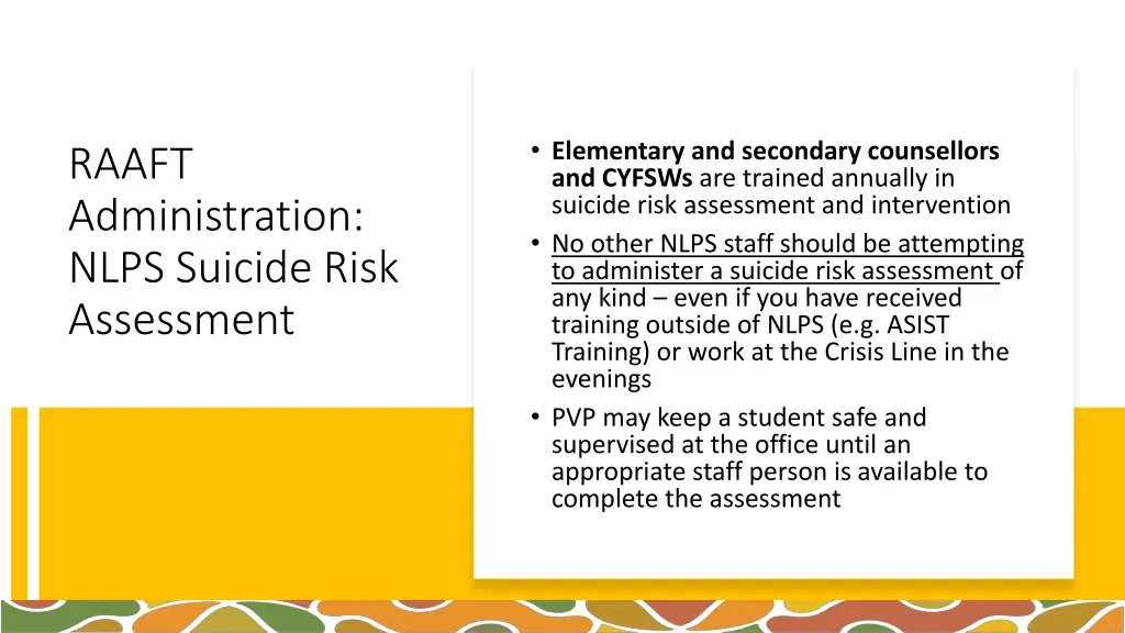 elementary and secondary counsellors and cyfsws