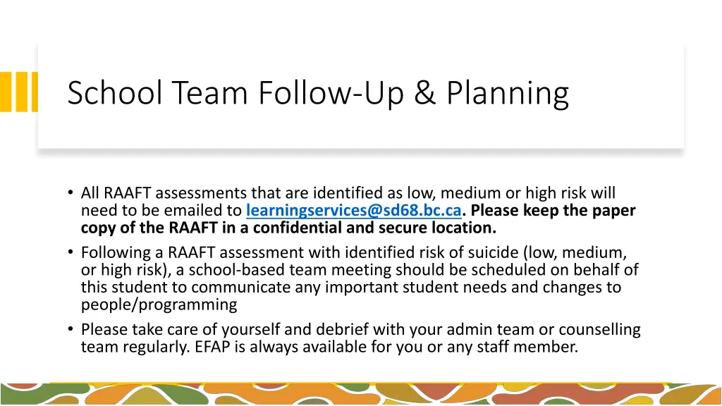 school team follow up planning