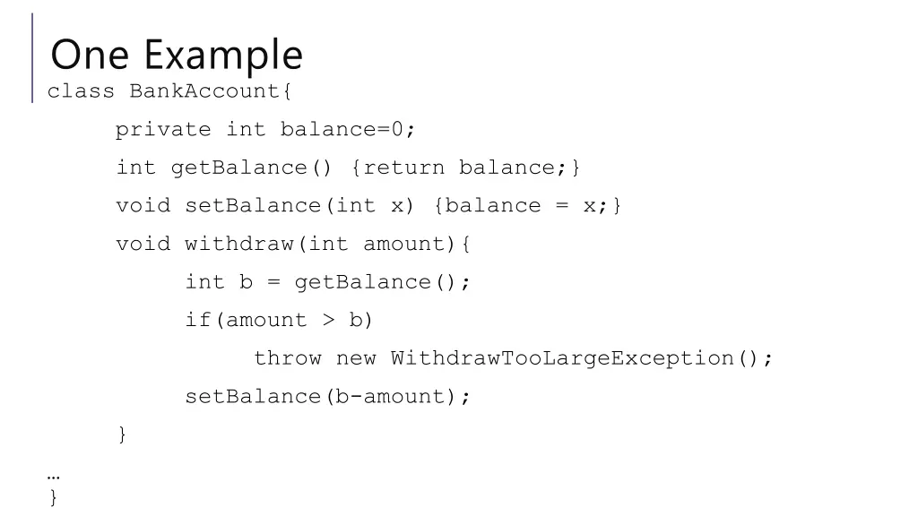 one example class bankaccount