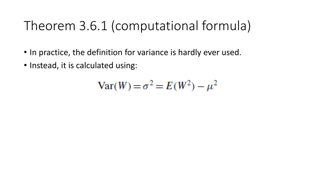 theorem 3 6 1 computational formula
