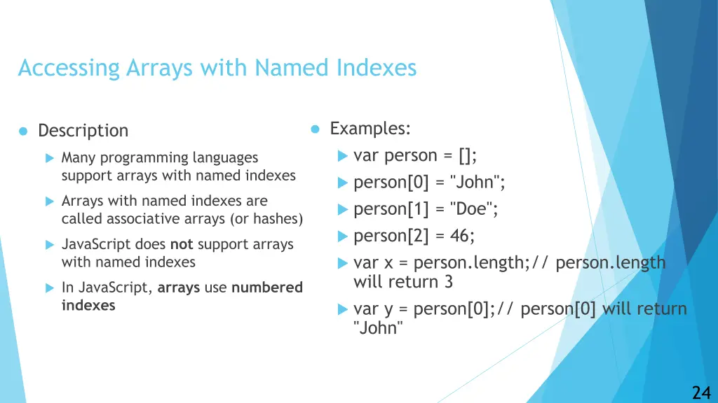 accessing arrays with named indexes
