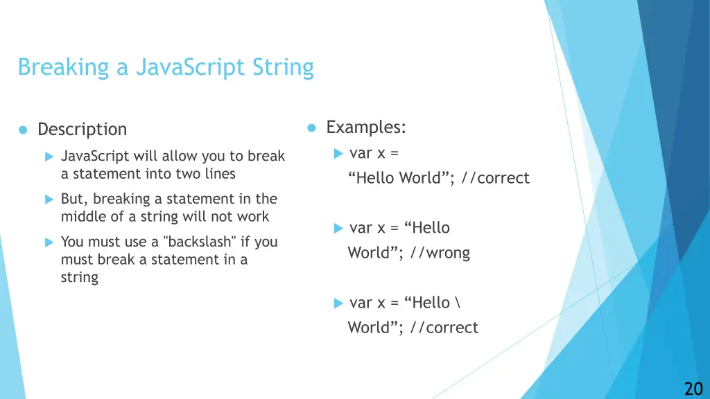 breaking a javascript string