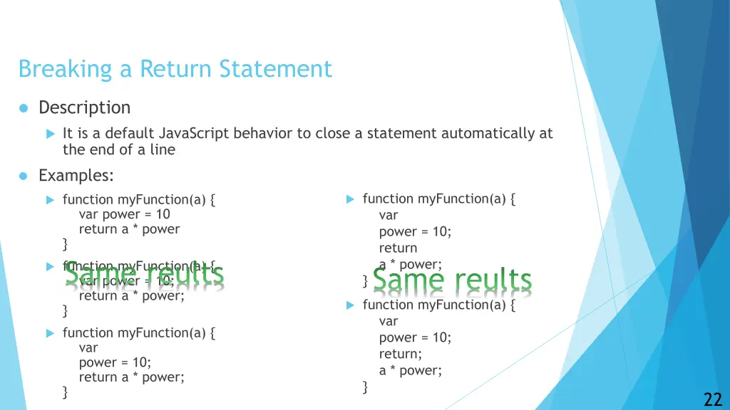 breaking a return statement