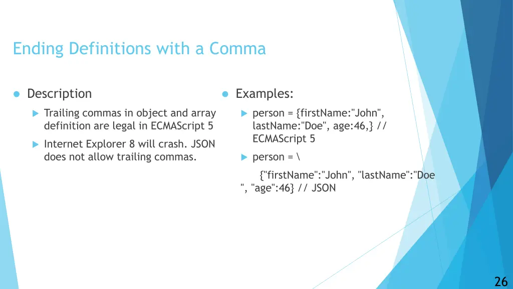 ending definitions with a comma