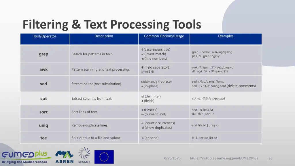 filtering text processing tools