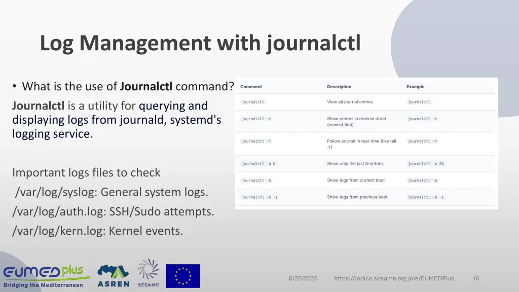 log management with journalctl
