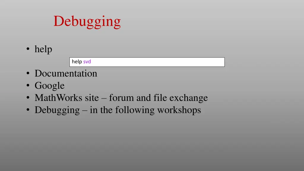 debugging