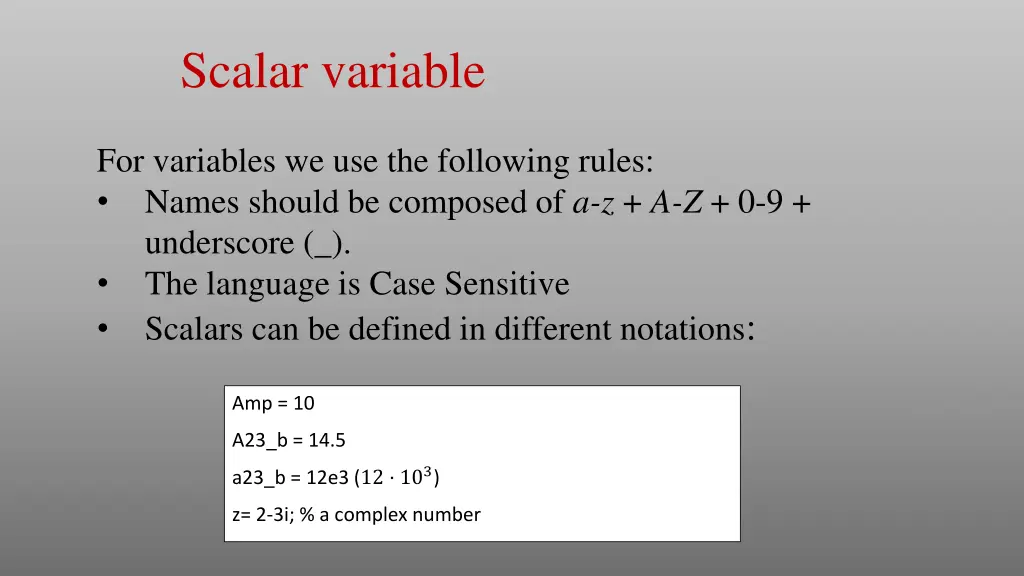 scalar variable