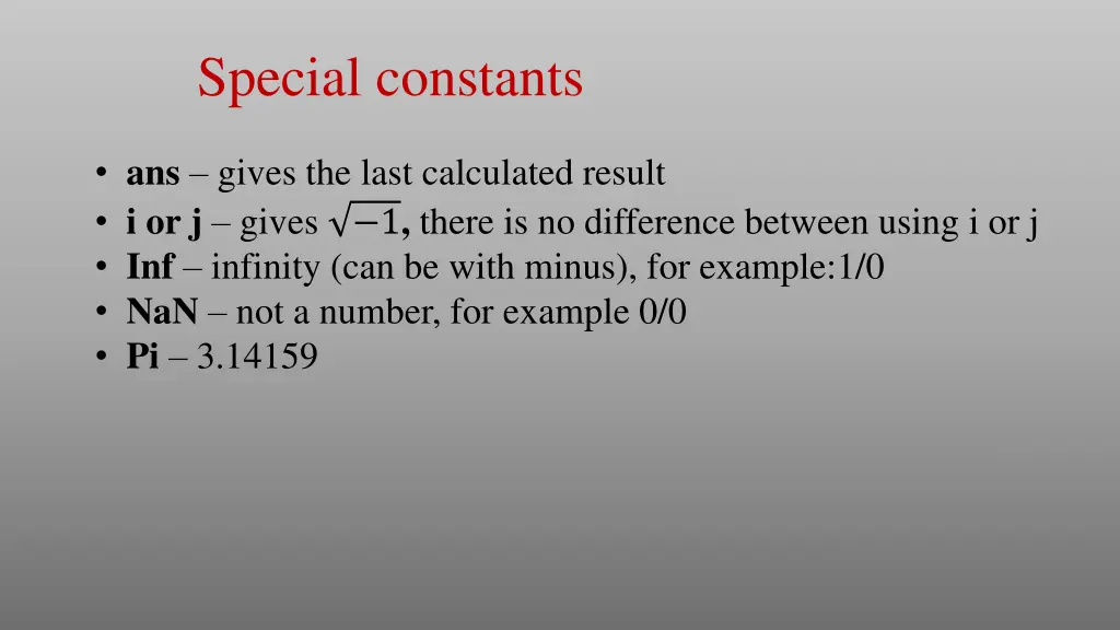 special constants
