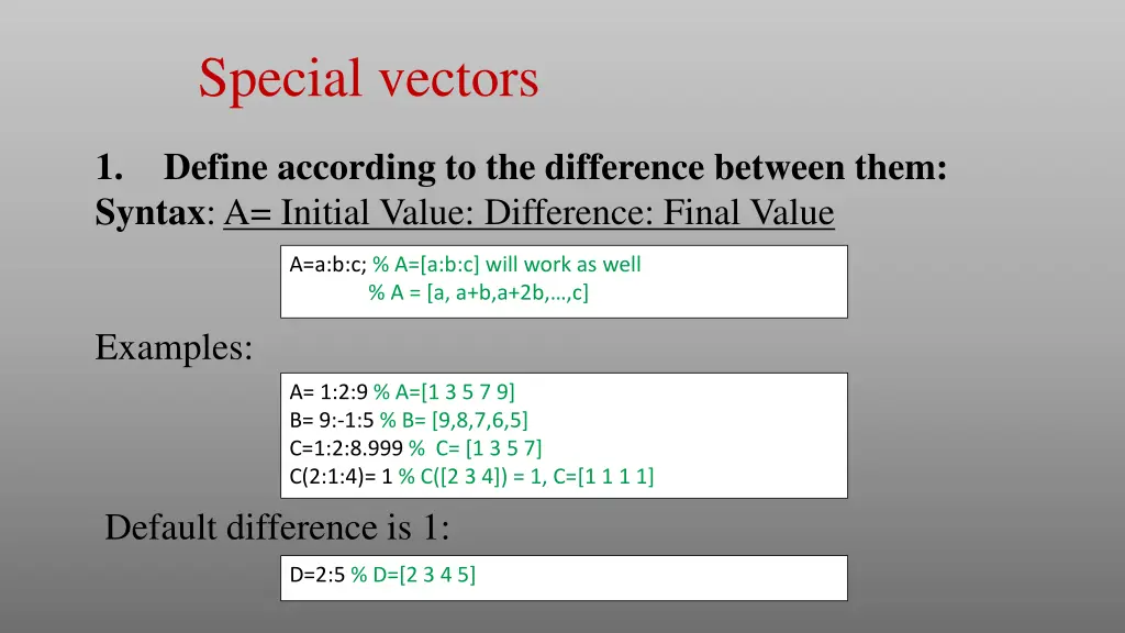 special vectors