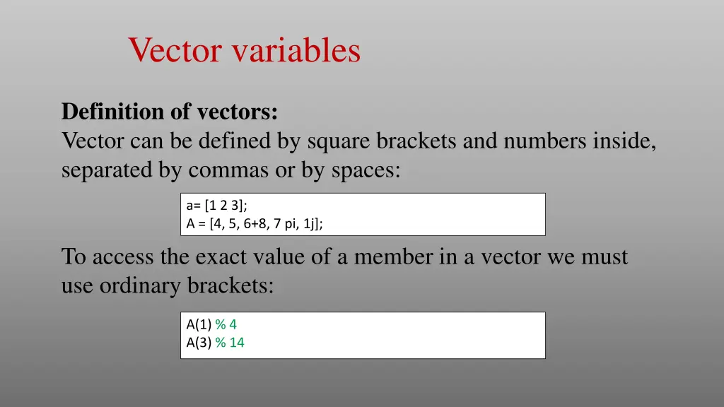 vector variables