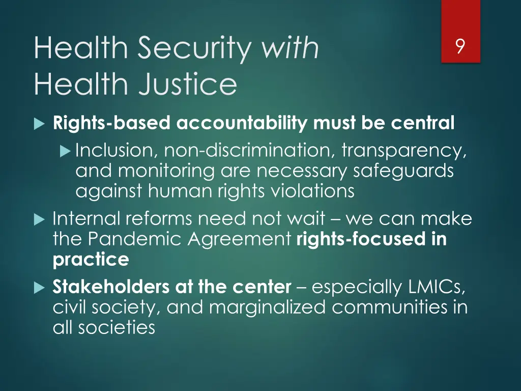 health security with health justice