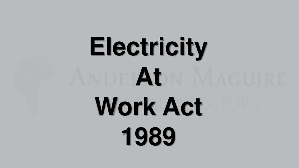 electricity at work act 1989