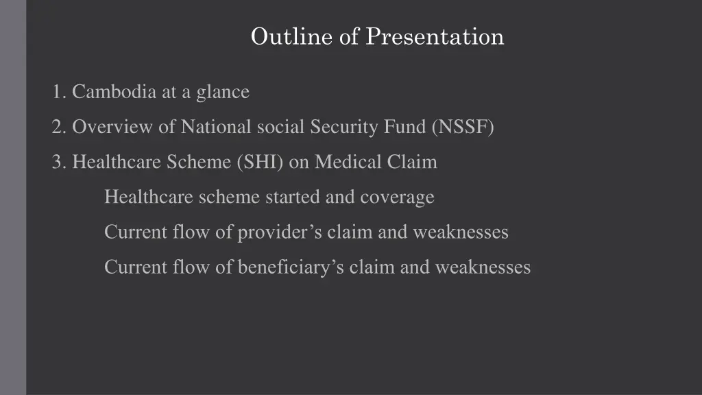 outline of presentation