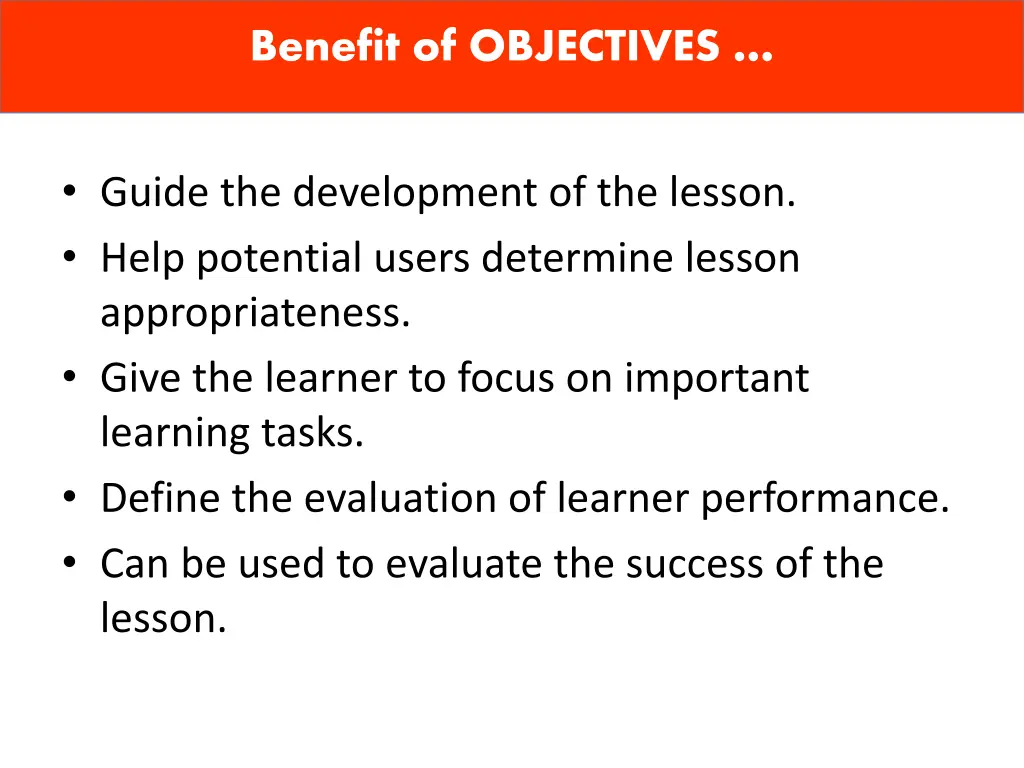 benefit of objectives