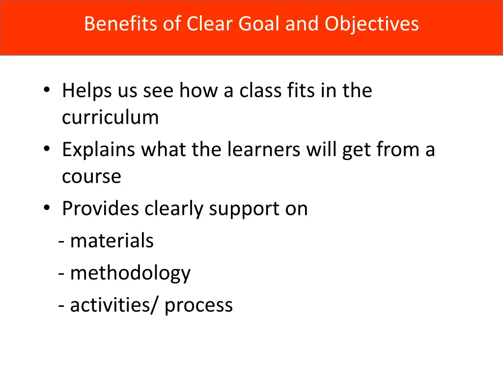 benefits of clear goal and objectives