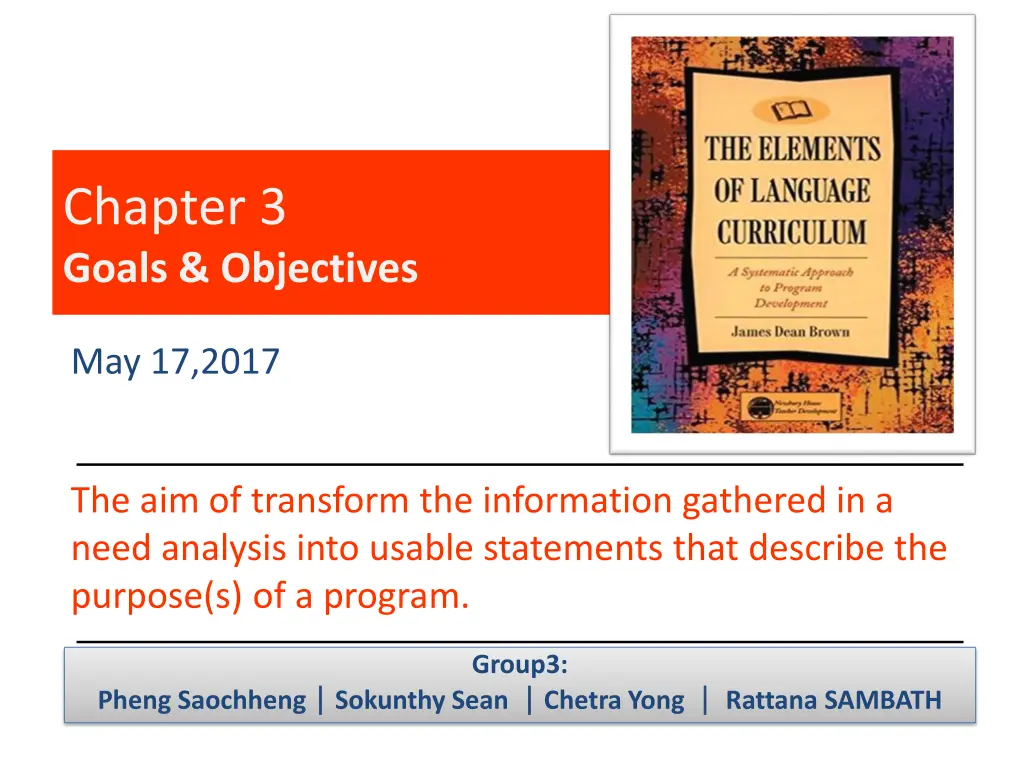 chapter 3 goals objectives