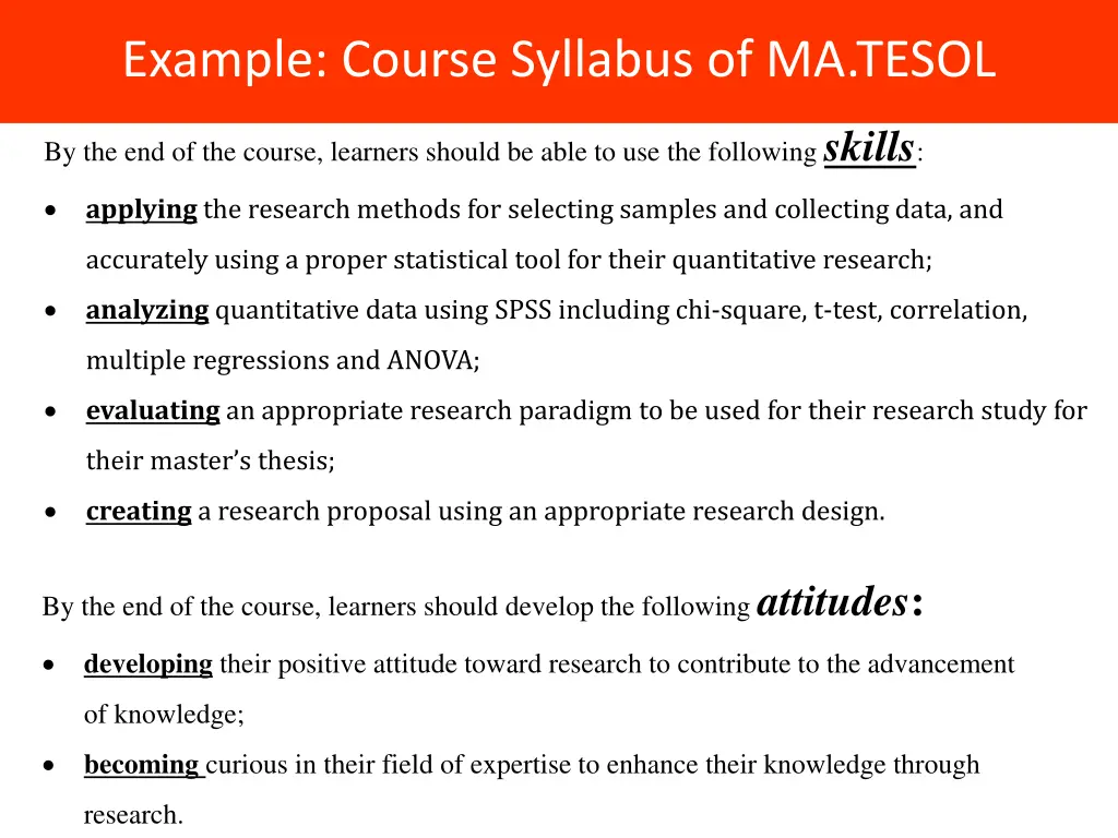 example course syllabus of ma tesol