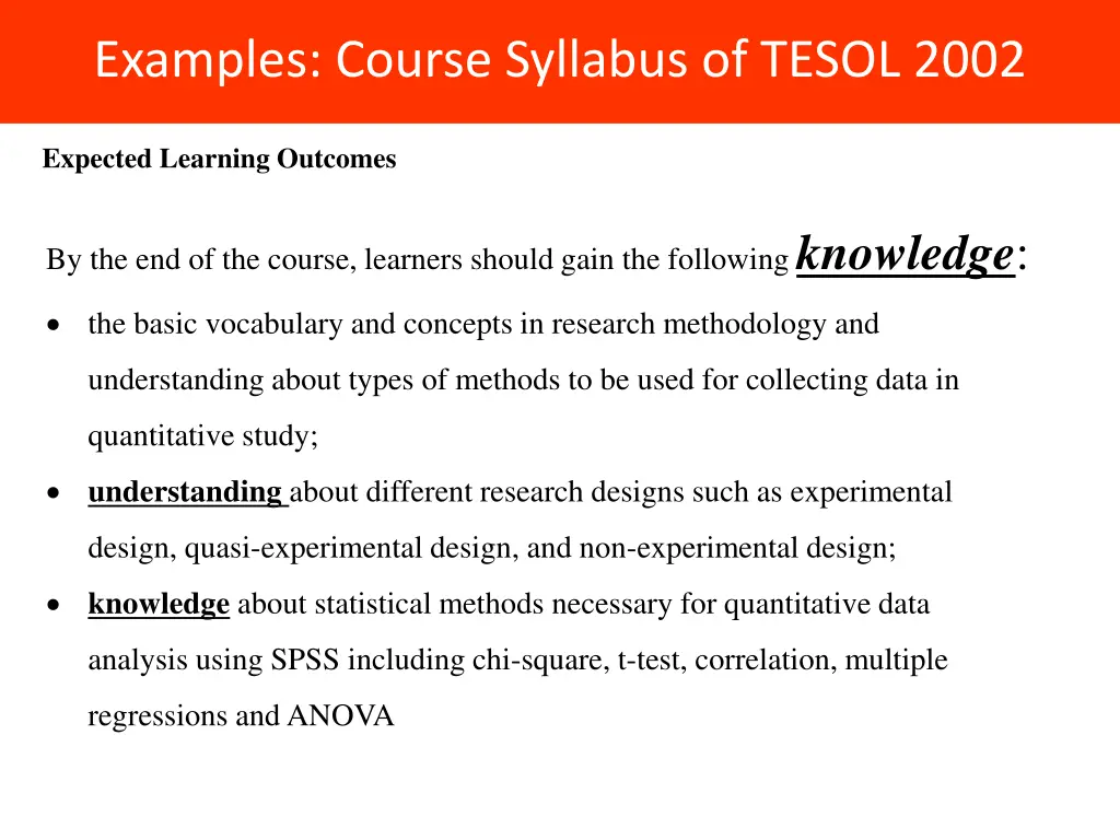 examples course syllabus of tesol 2002
