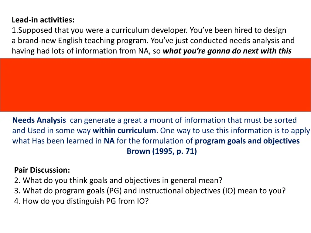 lead in activities 1 supposed that you were