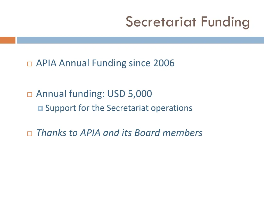 secretariat funding
