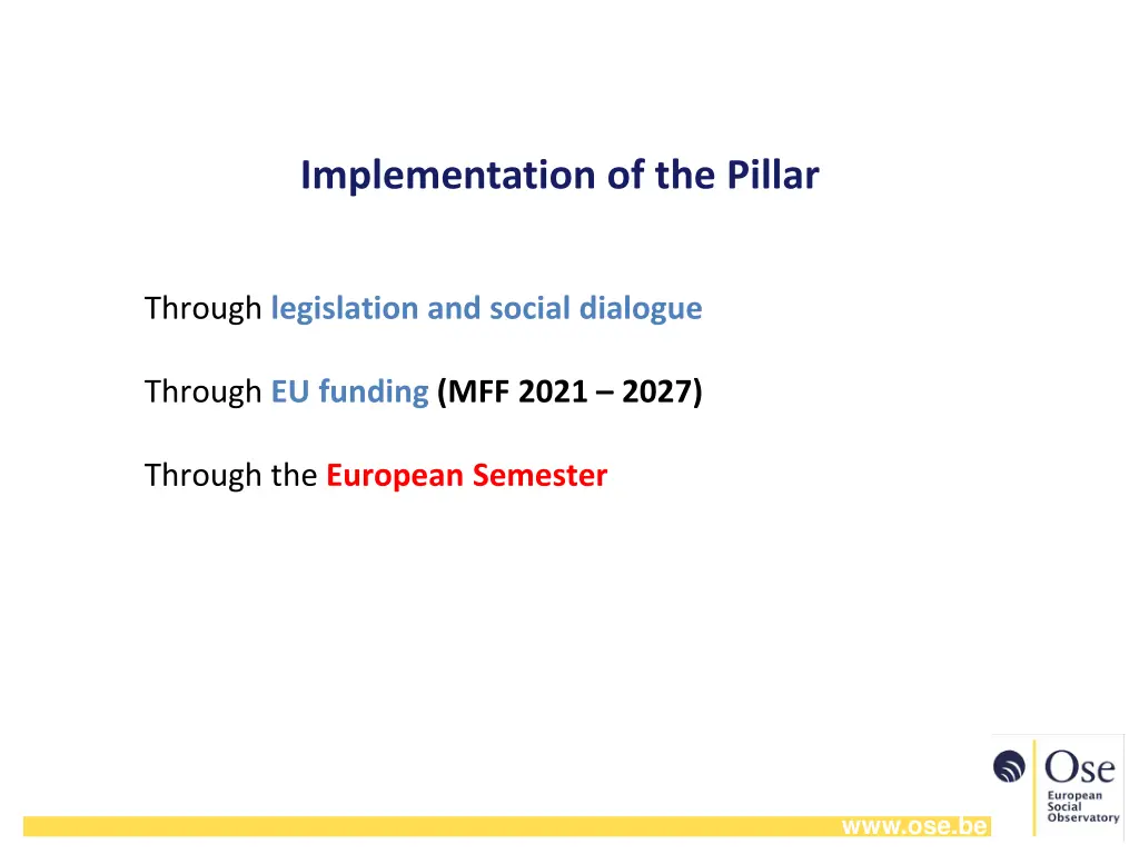 implementation of the pillar