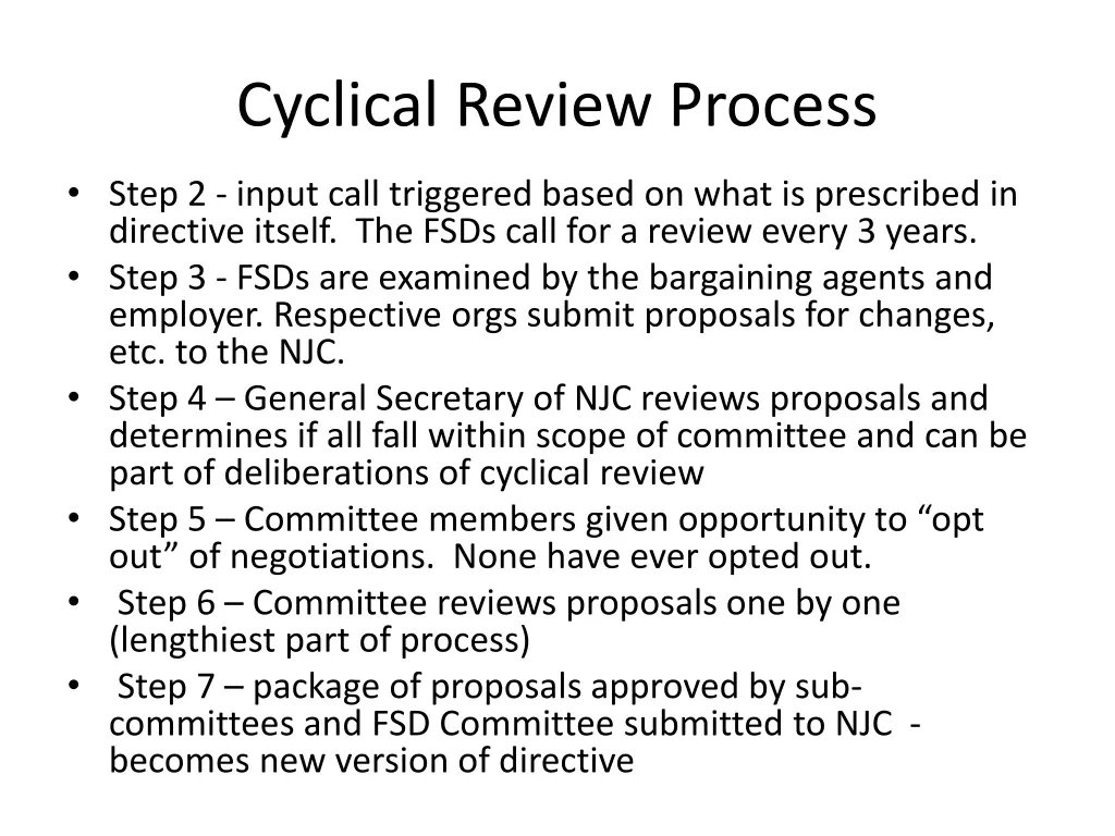 cyclical review process