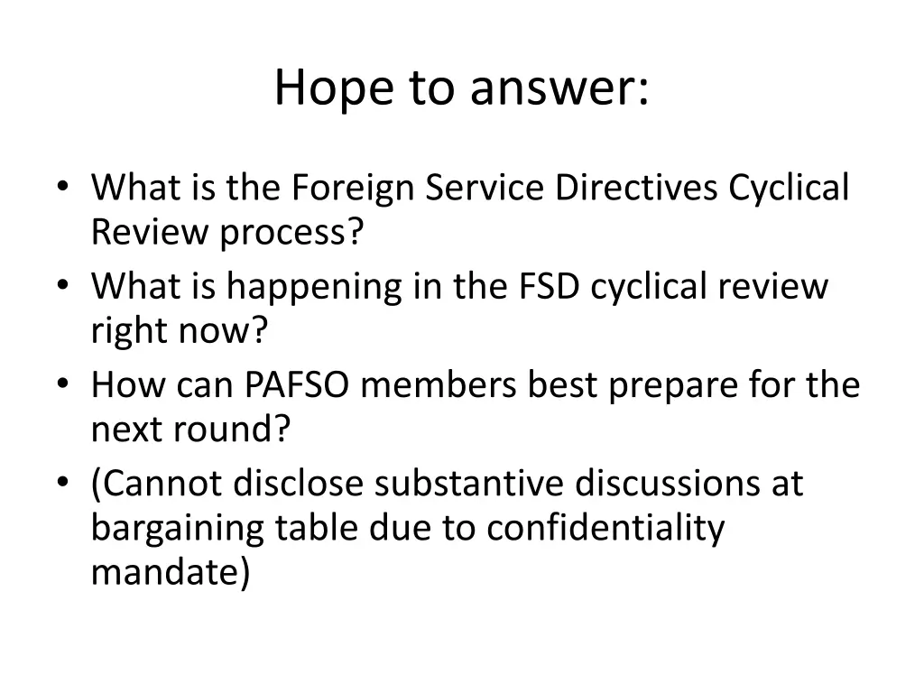hope to answer