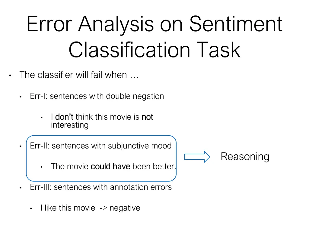 error analysis on sentiment classification task 1