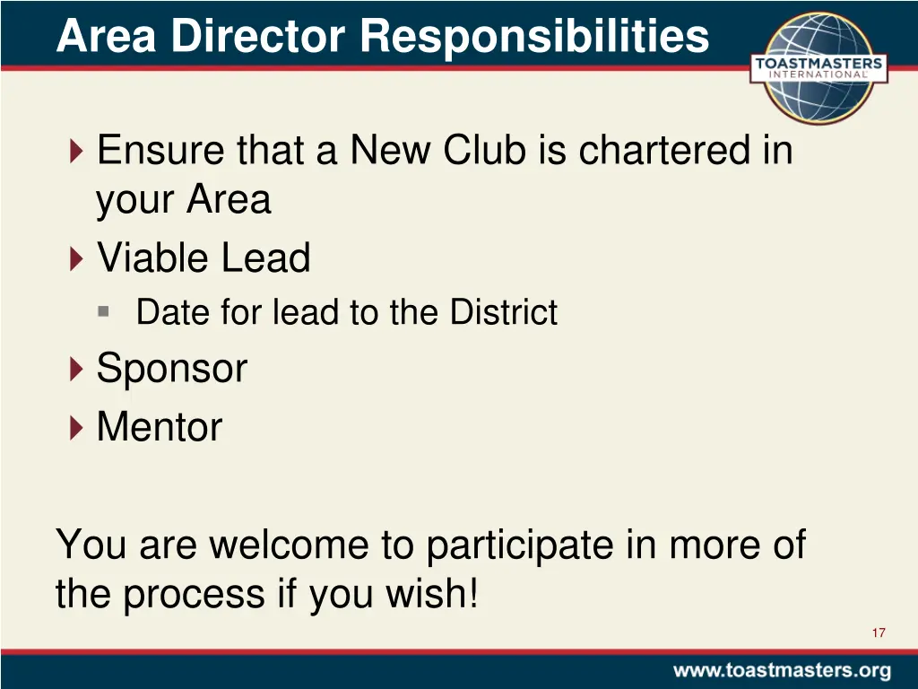 area director responsibilities