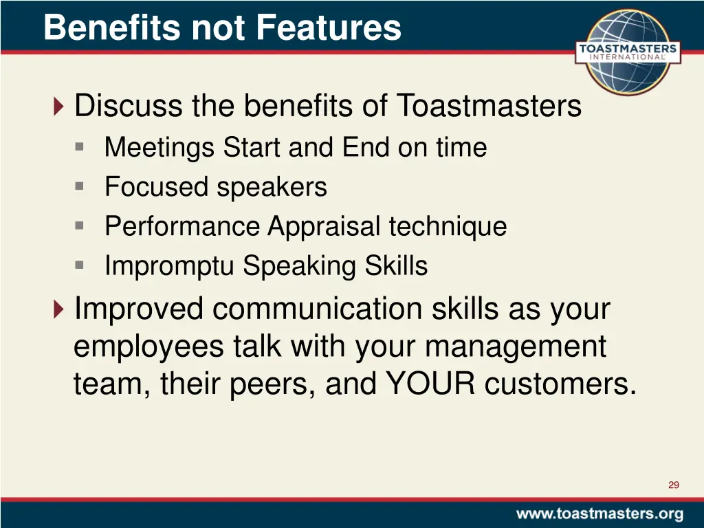 benefits not features