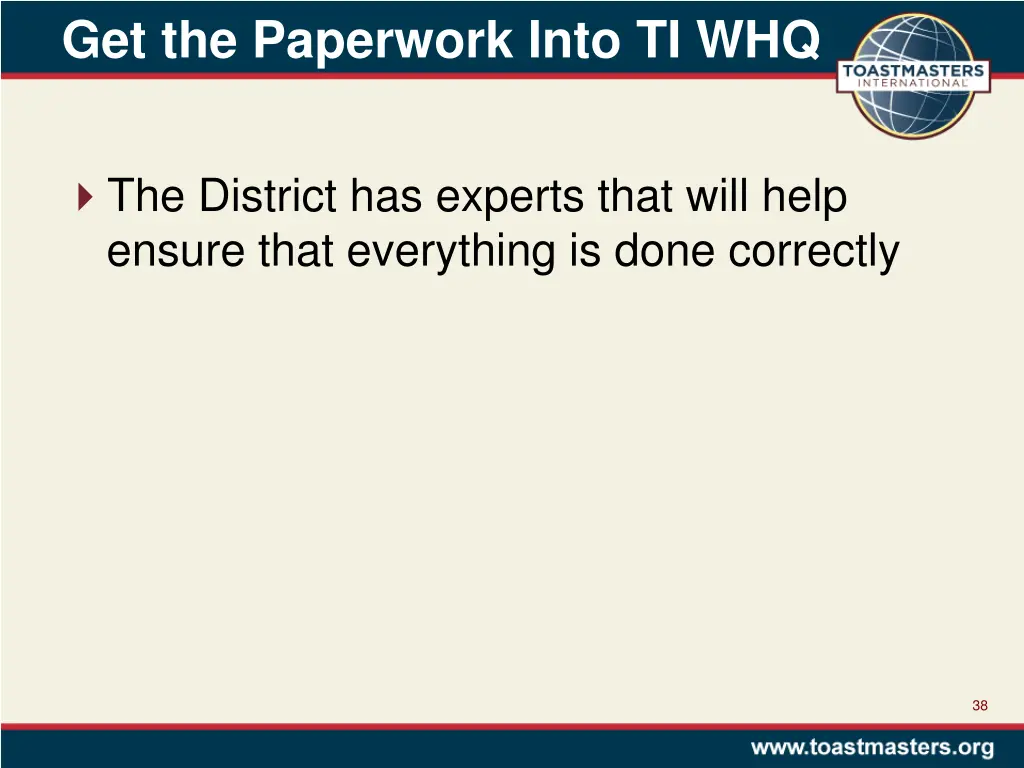 get the paperwork into ti whq