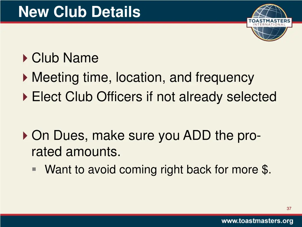 new club details