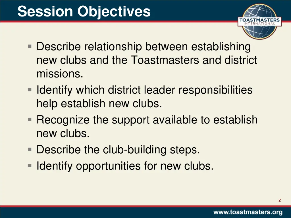 session objectives