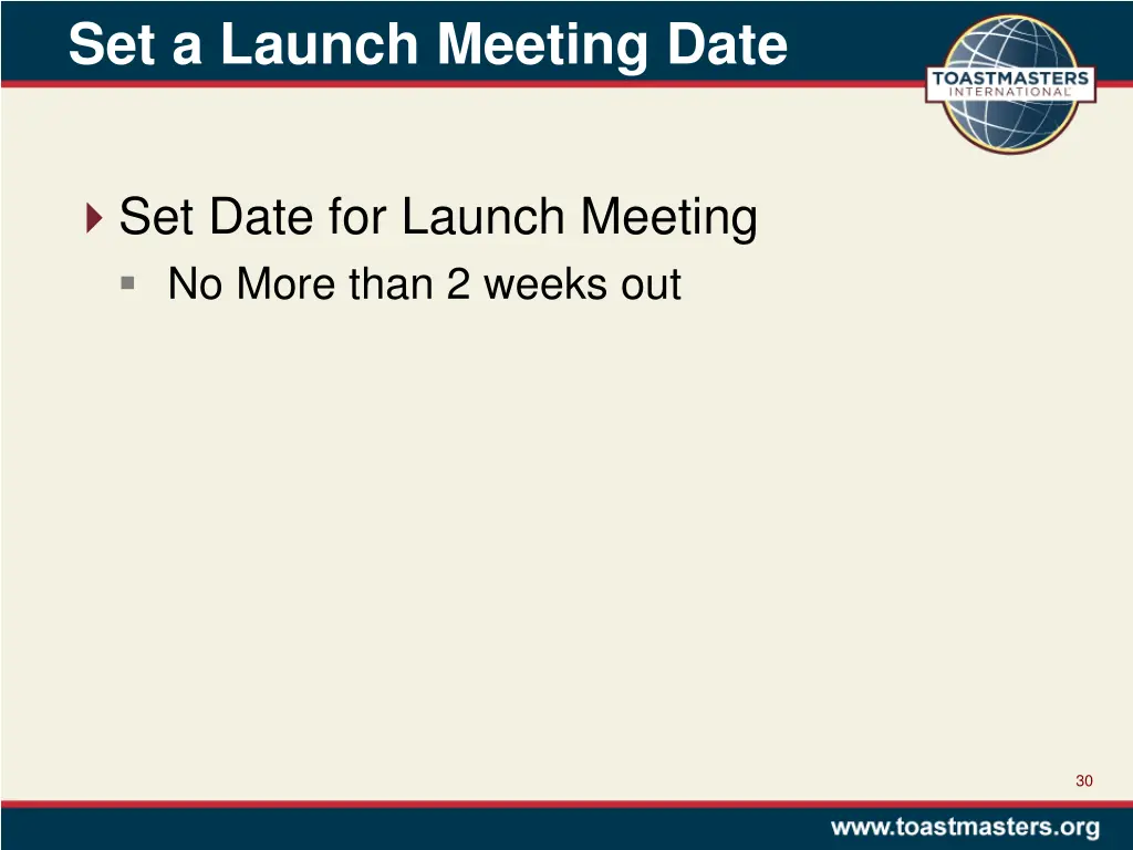 set a launch meeting date