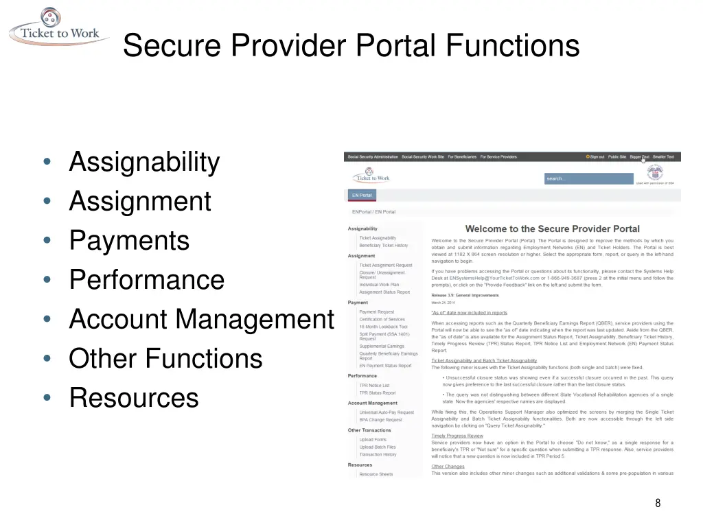 secure provider portal functions