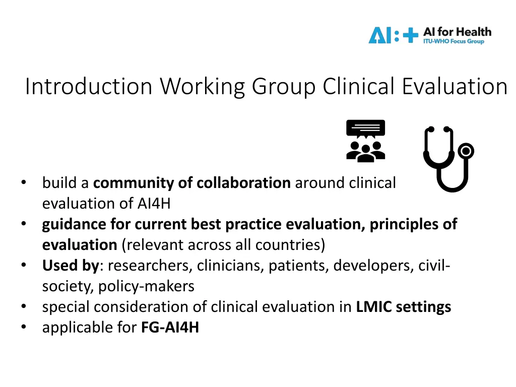 introduction working group clinical evaluation 1
