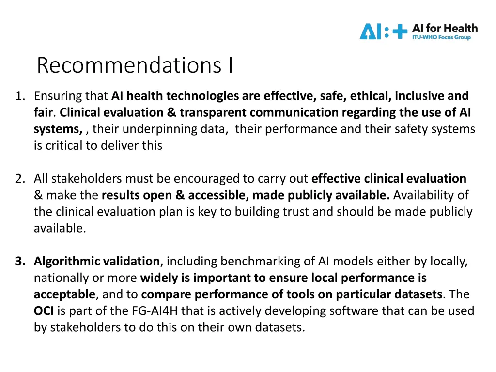 recommendations i