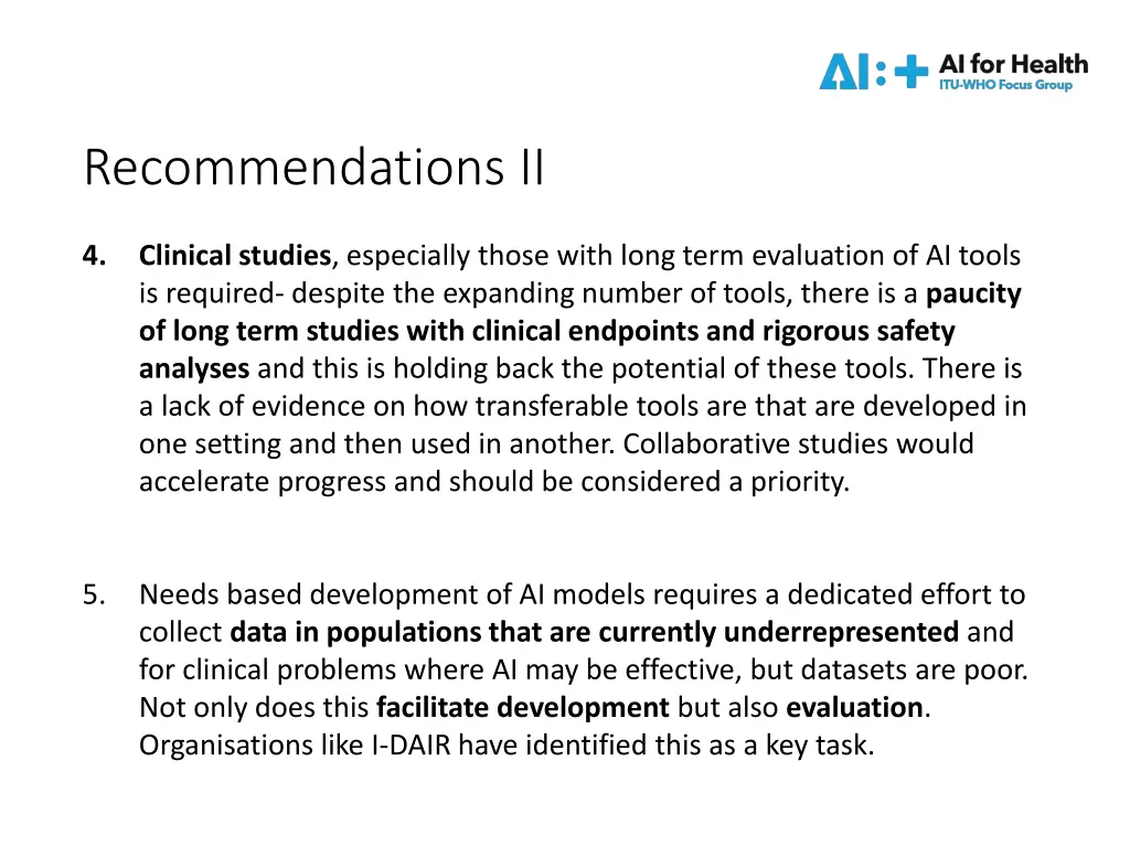 recommendations ii