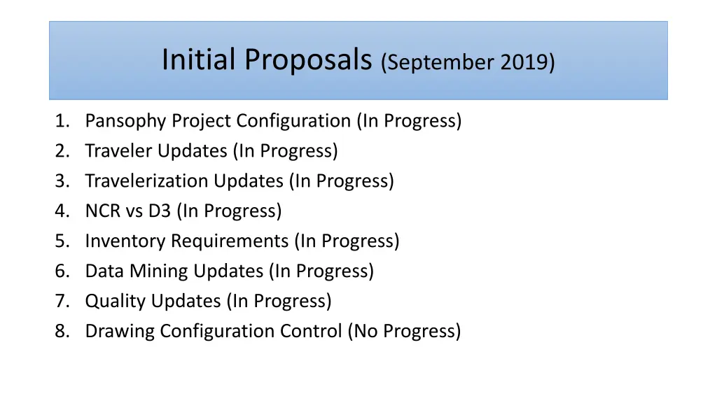 initial proposals september 2019